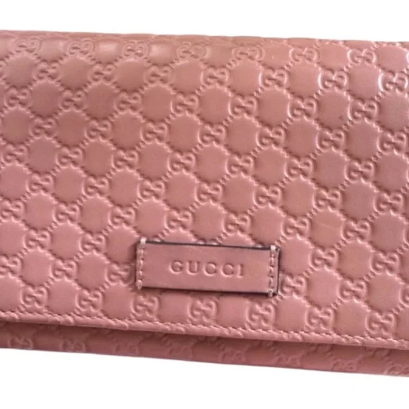 Gucci Microguccissima leather flap continental wallet in pink with chain - Picture 6 of 14